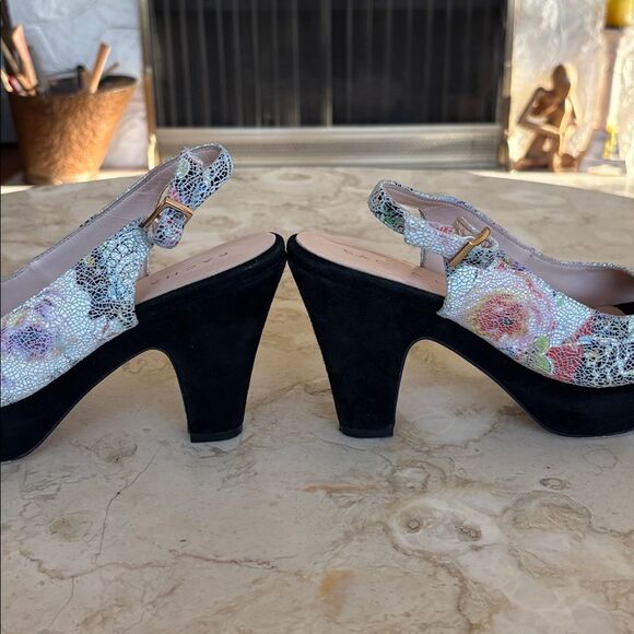 Sacha London Elga Suede Leather Open Toe Slingback Platform Heels - Picture 7 of 11